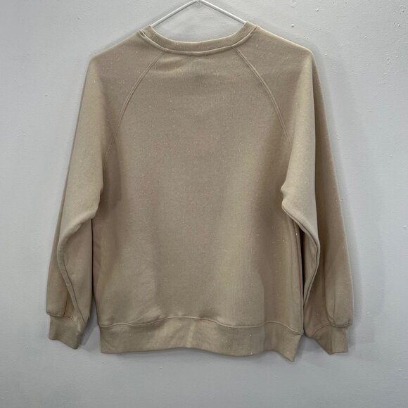 Planet Heart Madrid Spain Sweatshirt XS Oversize Crewneck Glitter Beige NWT - Picture 5 of 8